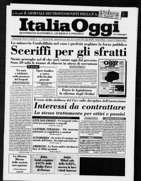 Italia oggi : quotidiano di economia finanza e politica